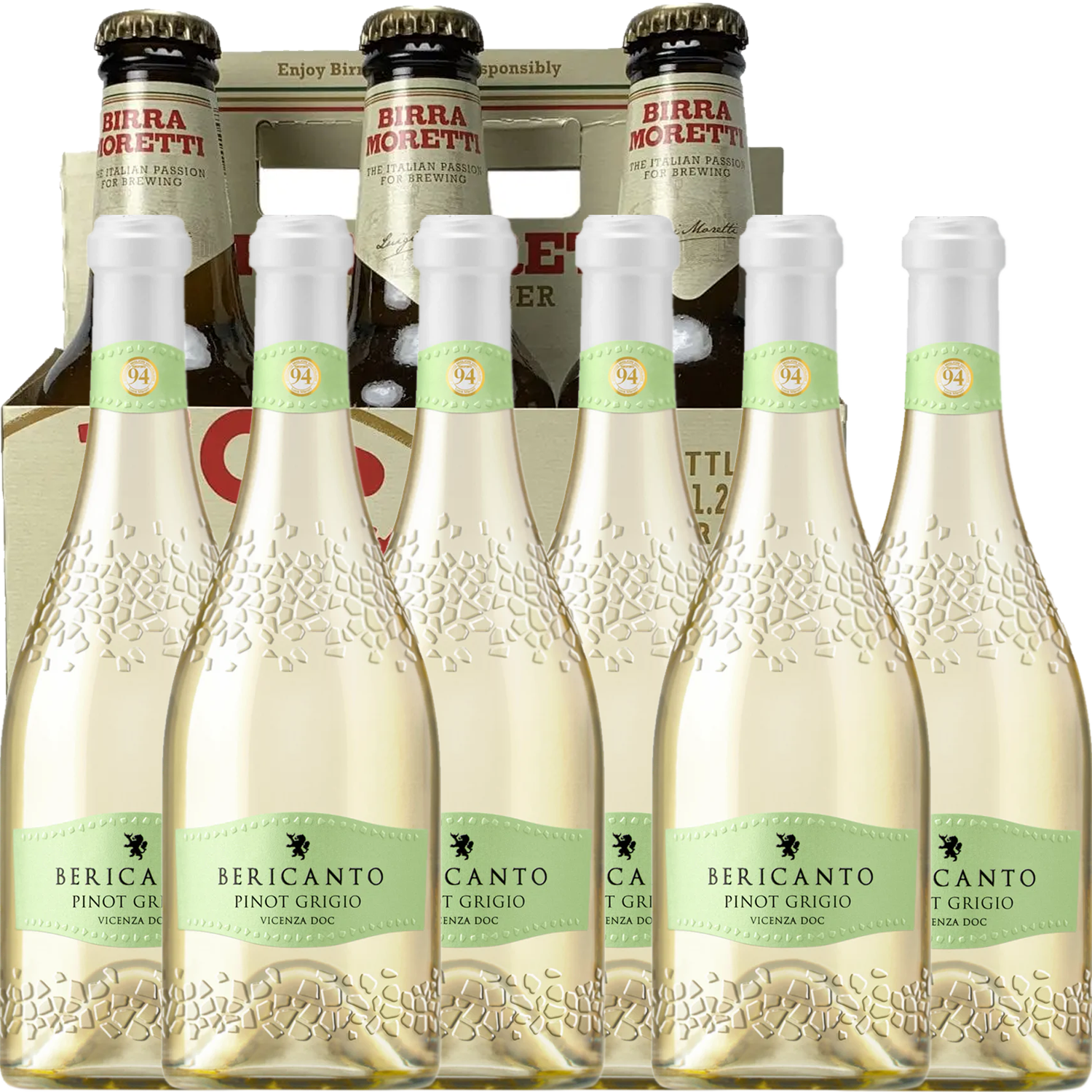 Bericanto Pinot Grigio 2023 + Bonus Birra Moretti Italian Lager 6 pack