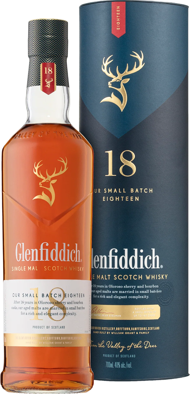 Glenfiddich 18 Year Old Small Batch Reserve Old Single Malt Scotch Whisky 700mL