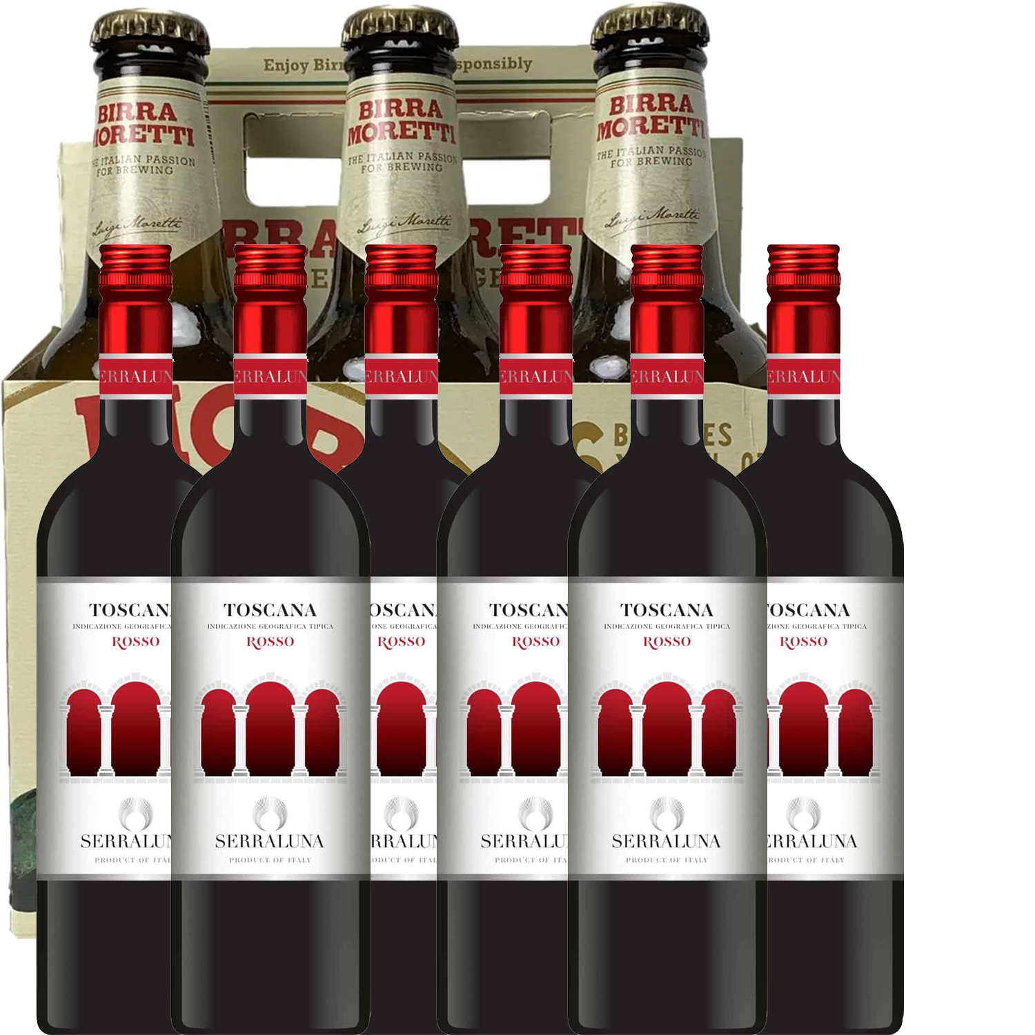 Serraluna Toscana Rosso 2022 + Bonus Birra Moretti Italian Lager 6 pack
