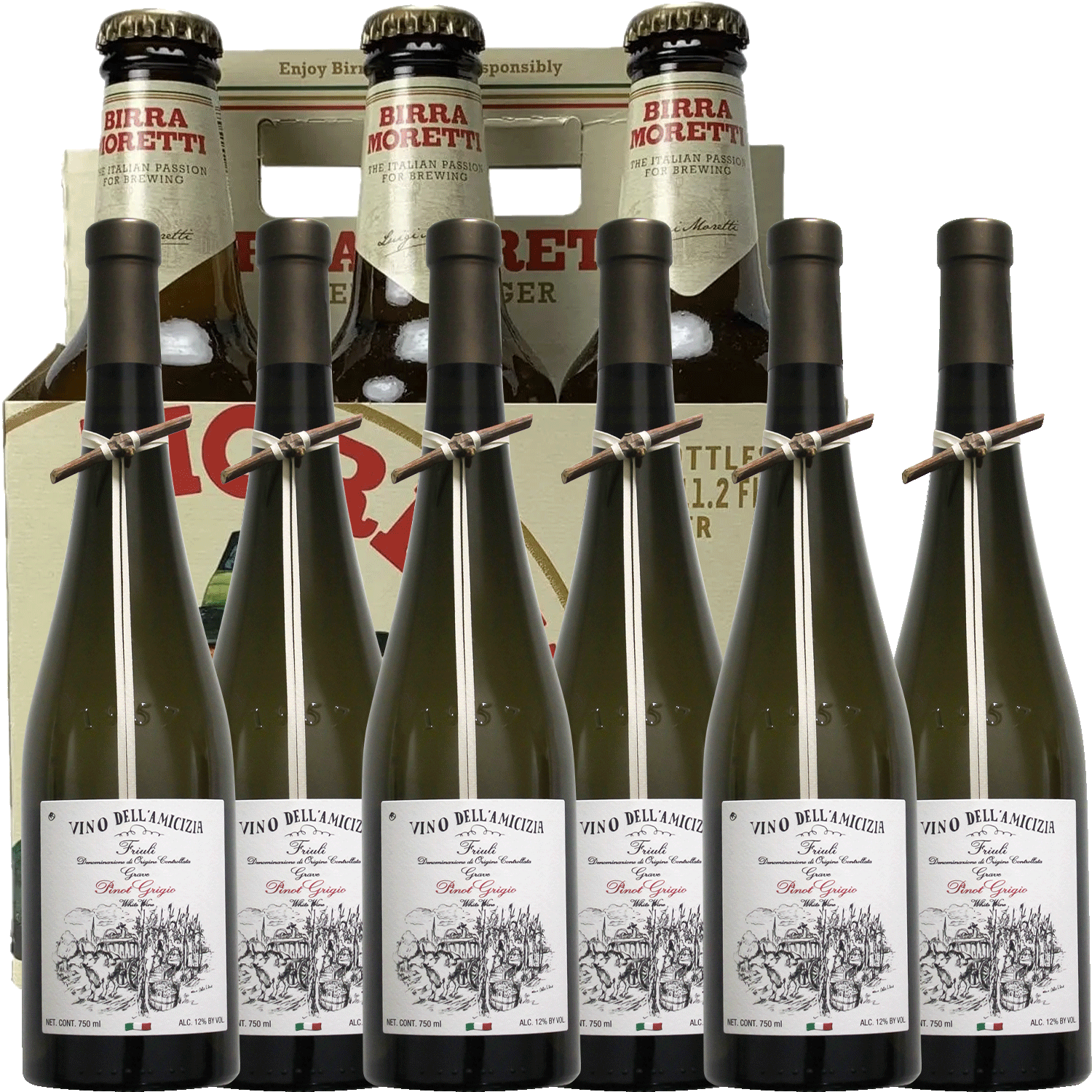 Cescon 'Vino Dellamicizia' Friuli Doc Pinot Grigio 2023 + Bonus Birra Moretti Italian Lager 6 pack