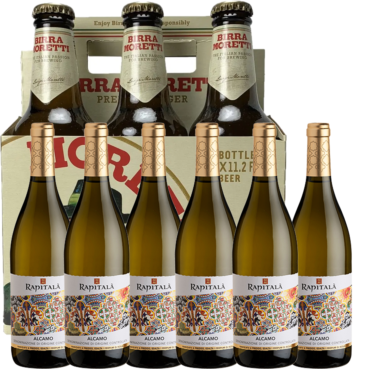 Rapitala Grillo Sicilia DOC 2023 + Bonus Birra Moretti Italian Lager 6 pack