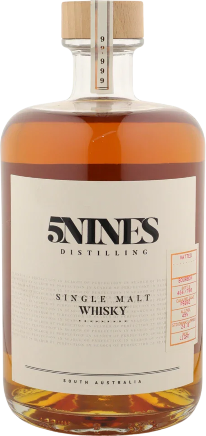 5Nines Distilling - Single Malt Whisky - Vatted Lightly Peated - Bourbon Cask PB 44.2% 700ml