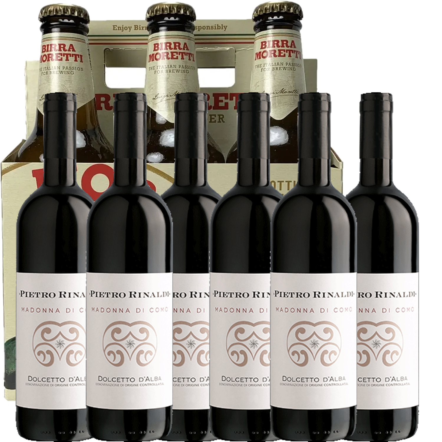 Pietro Rinaldi Dolcetto D'Alba Doc Madonna Di Como 2021 + Bonus Birra Moretti Italian Lager 6 pack