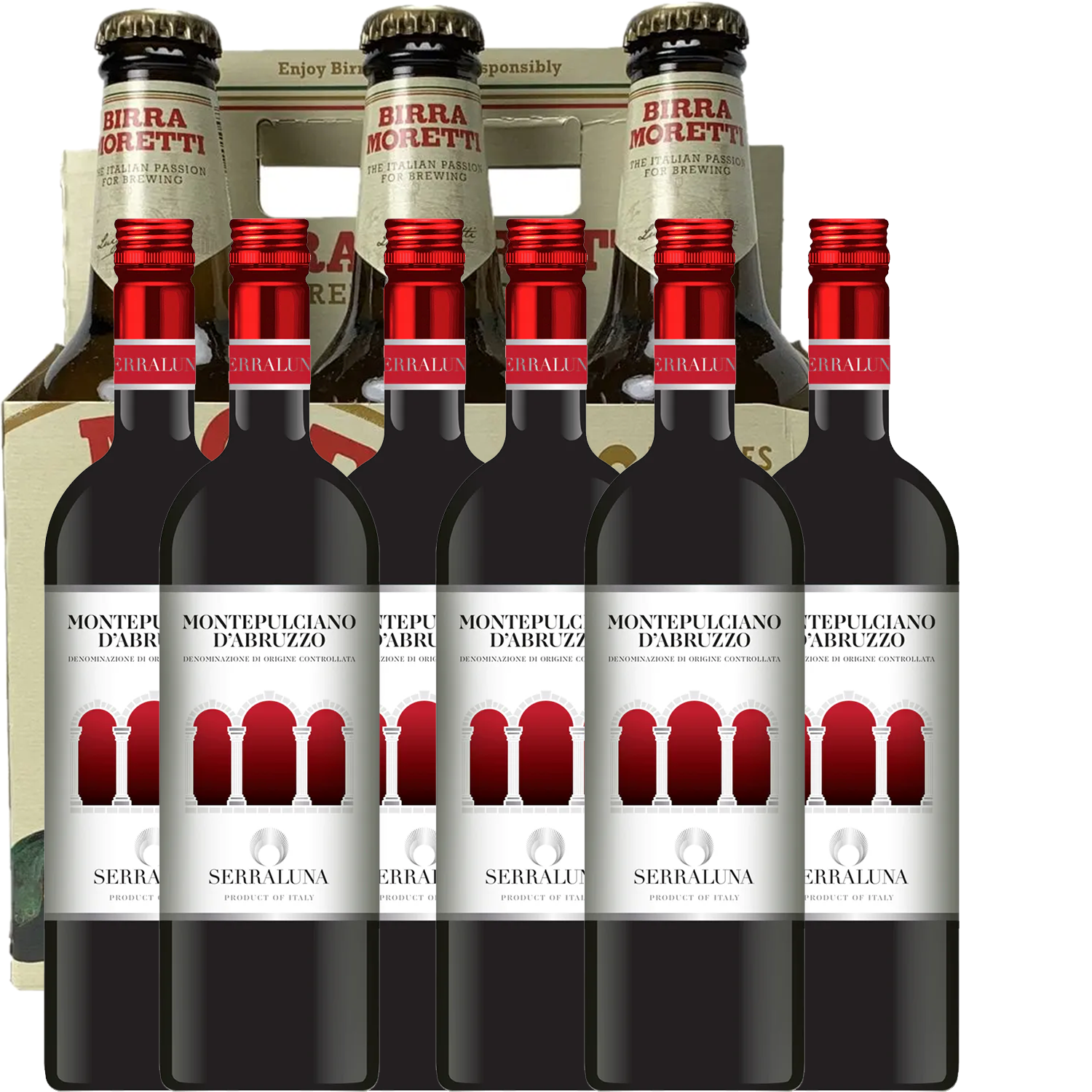 Serraluna Montepulciano d'Abbruzo 2024 + Bonus Birra Moretti Italian Lager 6 pack