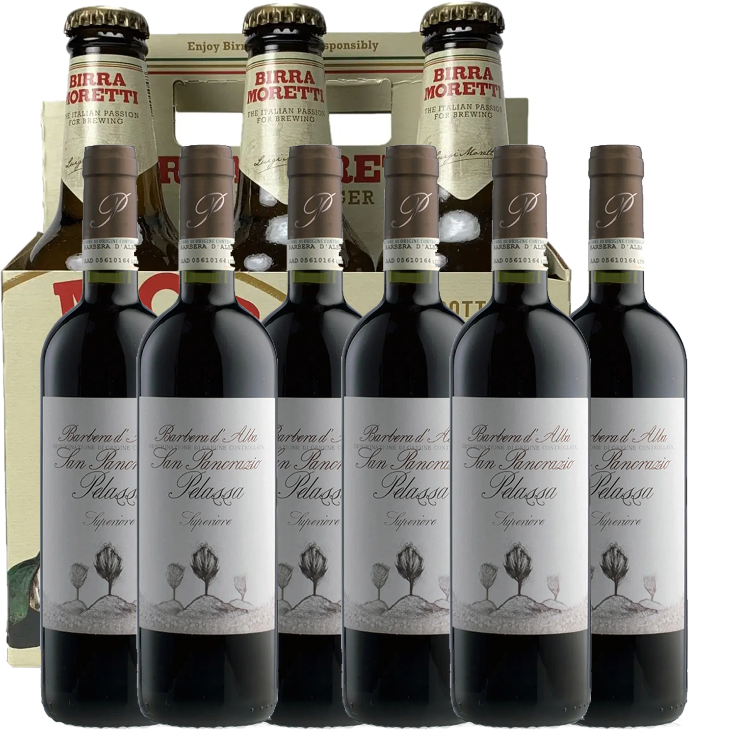 Pelassa San Pancrazio Barbera d'Alba Superiore DOC 2021 + Bonus Birra Moretti Italian Lager 6 pack