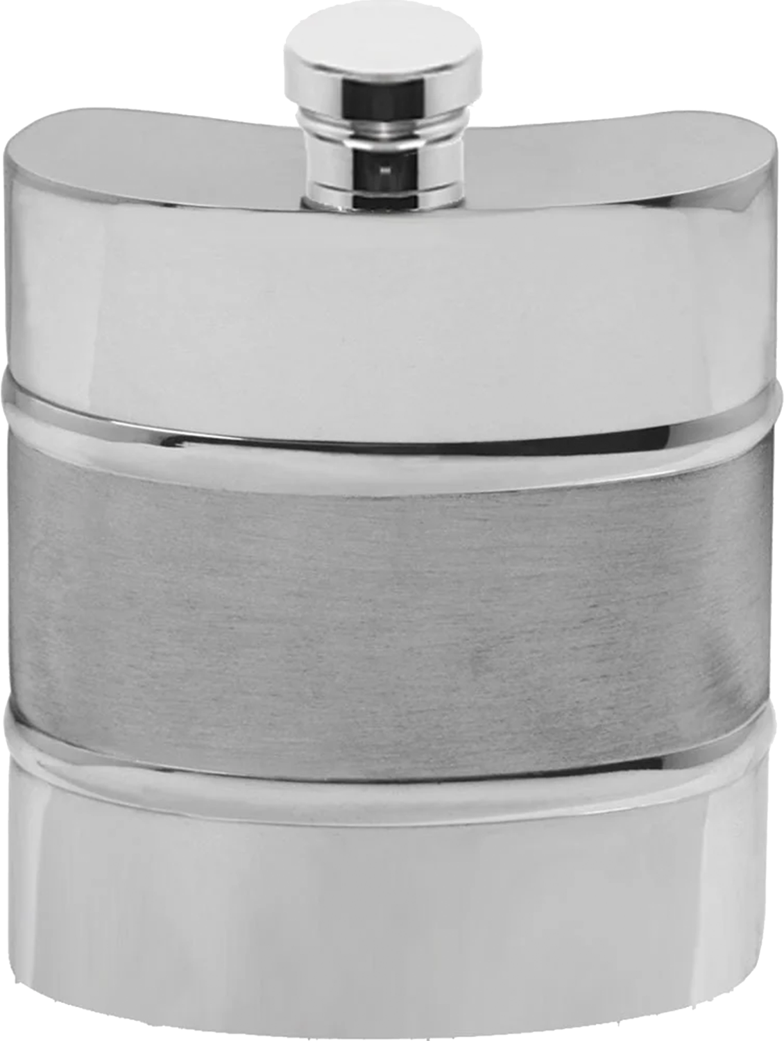Hipflasks 6oz plain satin band flask pewter