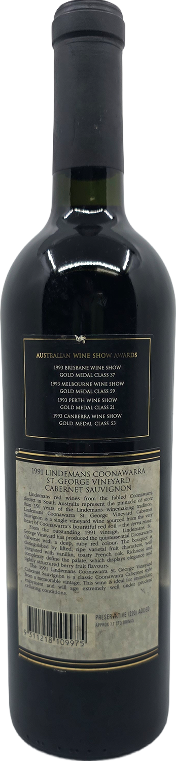 Lindemans St George Cabernet Sauvignon 1991