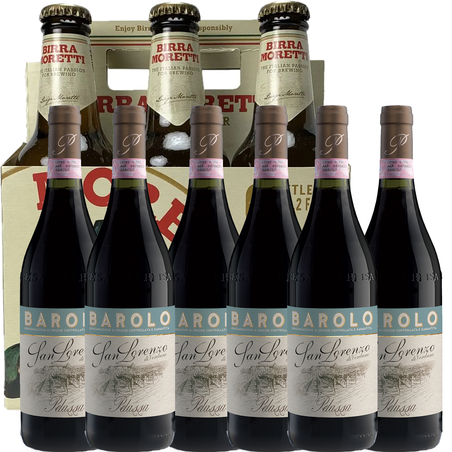 Pelassa San Lorenzo Di Verduno Barolo 2018 + Bonus Birra Moretti Italian Lager 6 pack